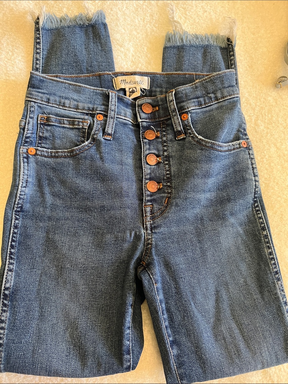 Madewell 10” High-Rise Dark Blue Button-Fly Jeans